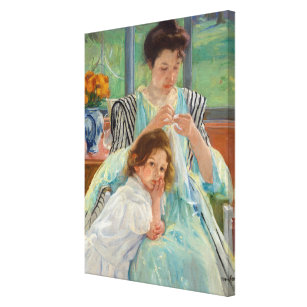Impressão Em Tela Mary Cassatt - Jovem Mãe costurando