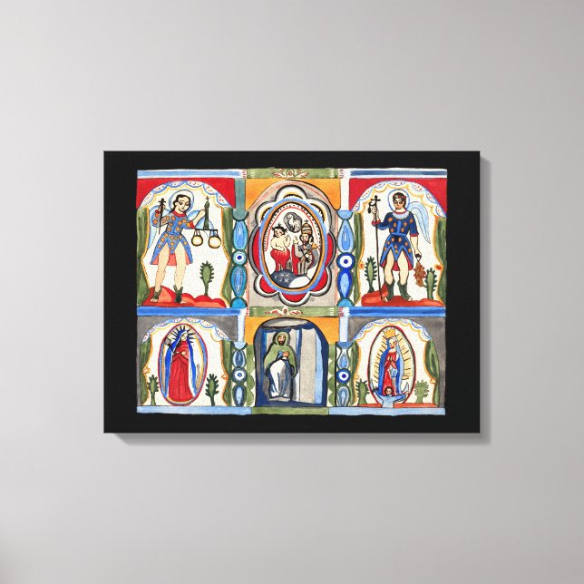 Impressão Em Tela Mary Jesus Cristo Pintura popular religiosa (Frente)