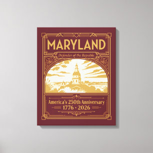 Impressão Em Tela Maryland Art Deco América 250º Aniversário