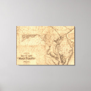 Impressão Em Tela MarylandMapa PanorâmicoMaryland