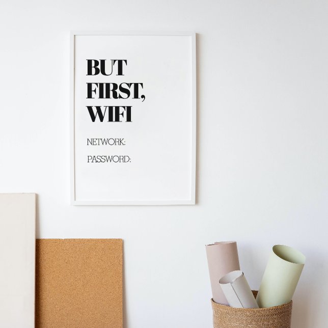 Impressão Em Tela MAS PRIMEIRO, Wifi com rede e senha personalizadas (Criador carregado)