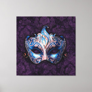 Impressão Em Tela Máscara Azul Elegante de Mascarada