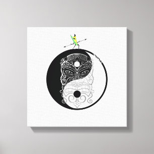 Impressão Em Tela Máscara do guerreiro de Yin Yang Tiki