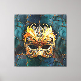 Impressão Em Tela Máscara, Penas e Teto Fundo Texturizado