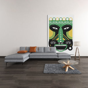 Impressão Em Tela Máscara Ritual Verde