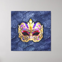 Impressão Em Tela Máscara Veneziana Decorativa sobre Marinho Escuro 