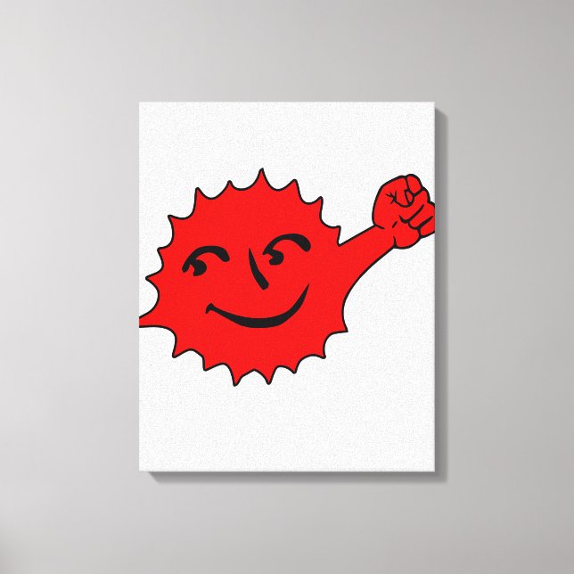 Impressão Em Tela Mascote do Sol Vermelho Alegre (Frente)