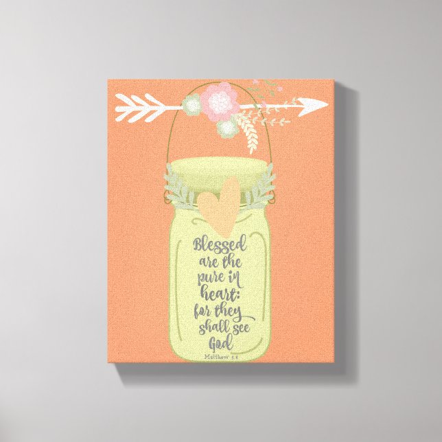 Impressão Em Tela Mason Jar Bíblia Verse (Frente)