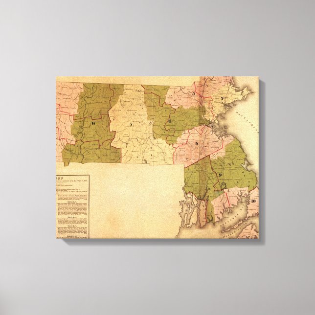 Impressão Em Tela MassachusettsPanorâmica MapMassachusetts (Frente)