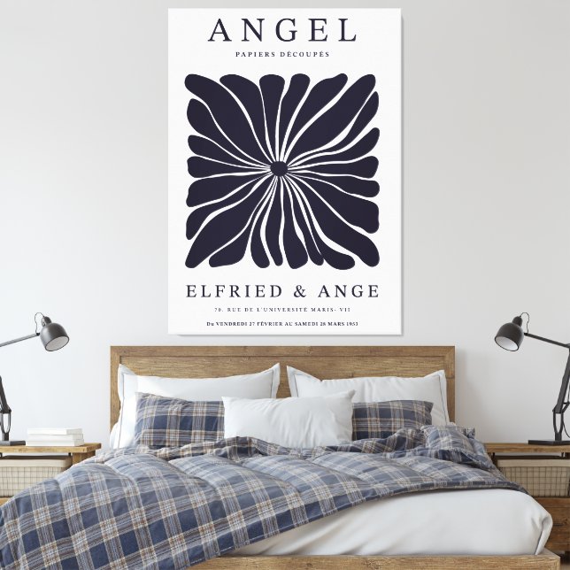 Impressão Em Tela Matisse Floral Abstract Dark Navy Wall Art Print (Insitu(Quarto))