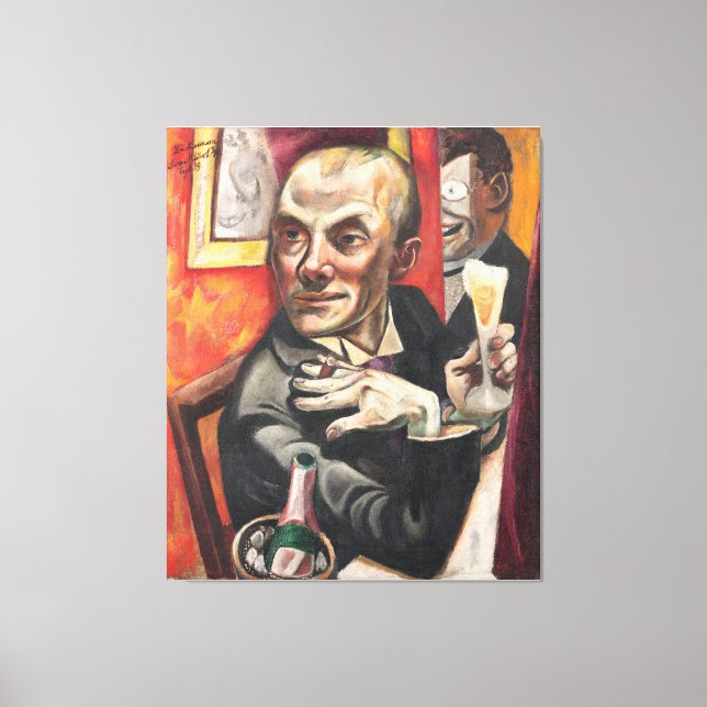 Impressão Em Tela Max Beckmann - Self-Portrait with Champagne (Frente)