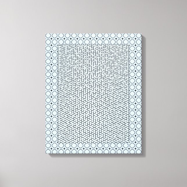Impressão Em Tela Maze Hexágono Azul (Frente)
