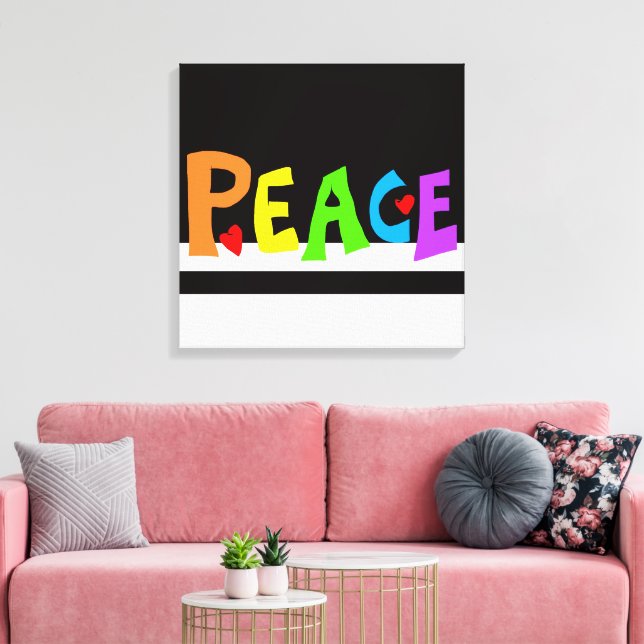 Impressão Em Tela MAZIPOODLES Paz Arco-íris  (Insitu(Sala de estar))