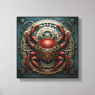 Impressão Em Tela "Mechanica Astralis: Câncer" – Zodíaco Steampunk C