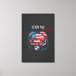 Impressão Em Tela médico americano, feliz 4 de julho, desenho animad