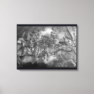 Impressão Em Tela MEDIEVAL KNIGHES NO TURNEIRO negro branco