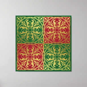 Impressão Em Tela Medieval Renaisance Herald Lion Leopard Metálico