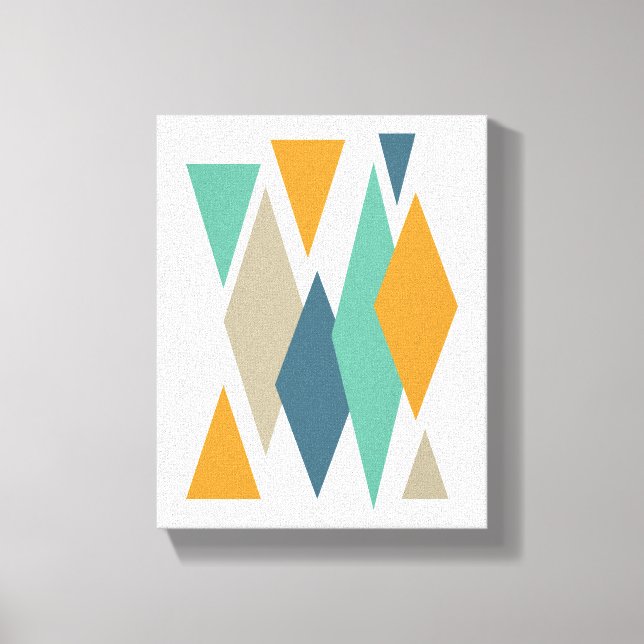 Impressão Em Tela Médio de Ouros Azuis Laranja e Turquesa (Frente)