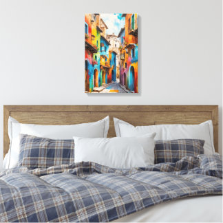 Impressão Em Tela Mediterranean Alley – Colorful Old Town Street Art