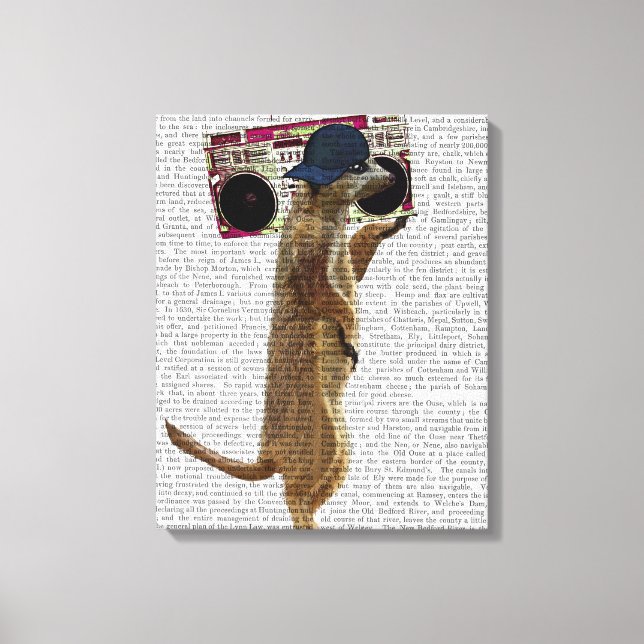 Impressão Em Tela Meerkat com o Boom Box Ghetto Blaster (Frente)