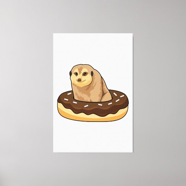 Impressão Em Tela Meerkat com Rosquinha (Frente)