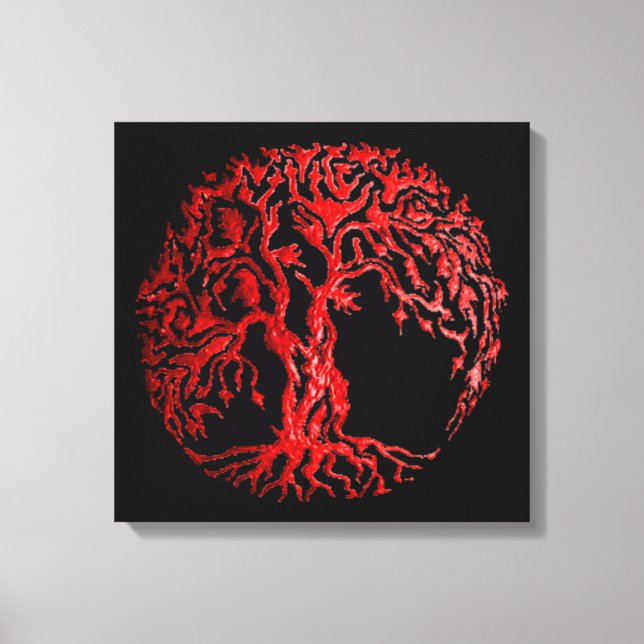 Impressão Em Tela Mehndi Tree of Life (Henna) (Red) (Frente)