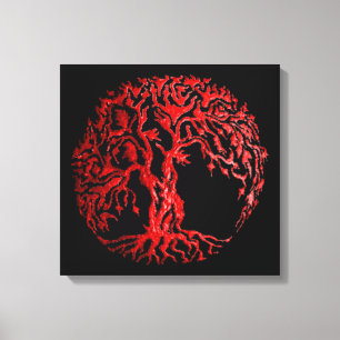 Impressão Em Tela Mehndi Tree of Life (Henna) (Vermelho)