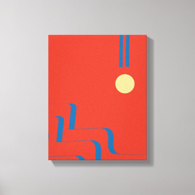 Impressão Em Tela Meio século Linha Azul, Arte das Linhas, Abstrato  (Frente)