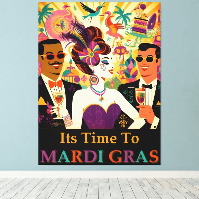 Impressão Em Tela Meio século Mardi Gras Cocktail (Insitu(piso de madeira))