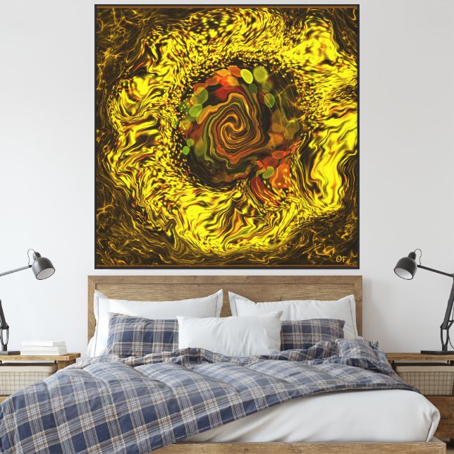 Impressão Em Tela Mel abstrato  (Insitu(Quarto))