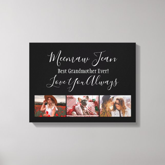 Impressão Em Tela Melhor Avó 3 Colagem de Fotos Preto Branco (Frente)
