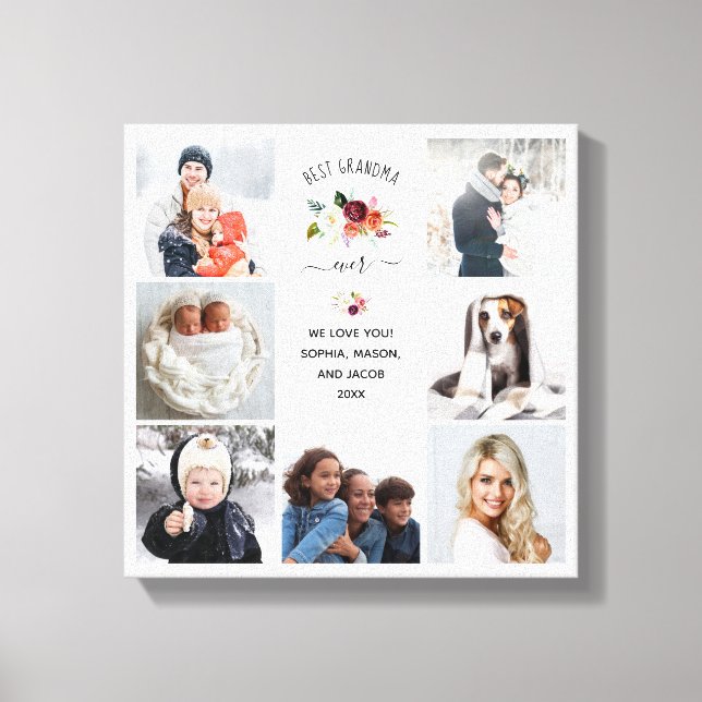 Impressão Em Tela Melhor Avó Nunca | Burgundy Boho Foto Floral (Frente)