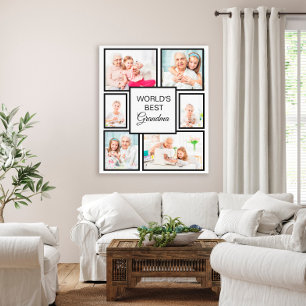 Impressão Em Tela Melhor Colagem Fotográfica da Avó 6 do Mundo