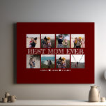 Impressão Em Tela Melhor Colagem Personalizável de Fotos Maroon da M<br><div class="desc">A "Melhor Mãe Nunca Personalizável Impressão de Colagem de Fotos Maroon" é um presente sincero e personalizado que homenageia as mães extraordinárias em nossas vidas. Esta tela de desenho oferece a oportunidade de criar uma colagem única de fotos familiares queridas, resultando em uma obra-prima sentimental e de tipo único que...</div>