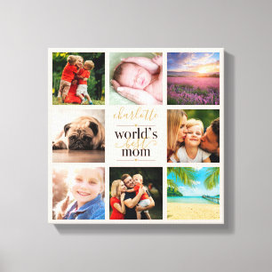 Impressão Em Tela Melhor Mãe do Mundo 8 Rosa Bege Foto Personalizada