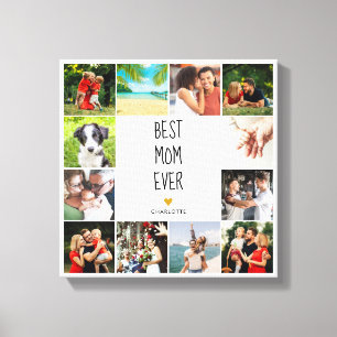Impressão Em Tela Melhor Mãe do Mundo Colagem de Fotos Coração Doura