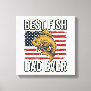 Impressão Em Tela Melhor Pai de Peixe de Sempre Camisa Vintage Peixe