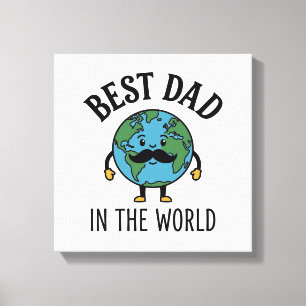 Impressão Em Tela Melhor Pai do Mundo Earth Bigode Camisa Design_