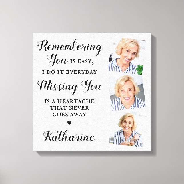 Impressão Em Tela Memória da Família Personalizada 3 Foto (Frente)