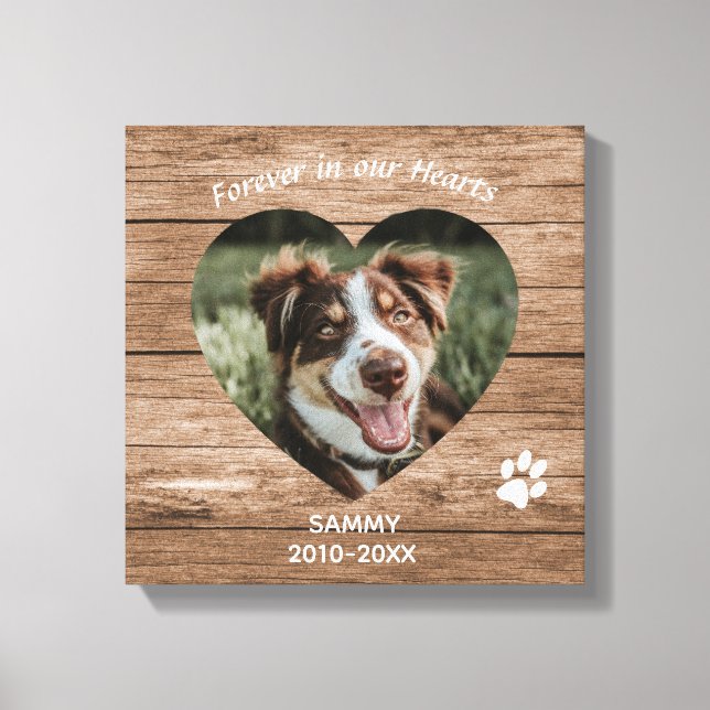 Impressão Em Tela Memorial do Cão Personalizado Madeira e Foto (Frente)