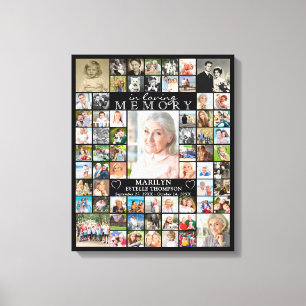 Impressão Em Tela Memorial IN LOVING MEMORY 66 Photo Collage Black