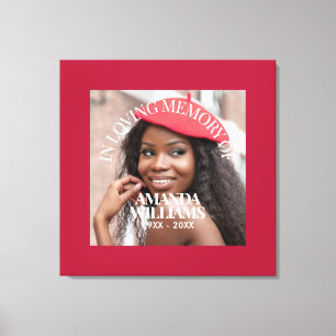 Impressão Em Tela Memorial Personalizado com Foto e Texto Vermelho
