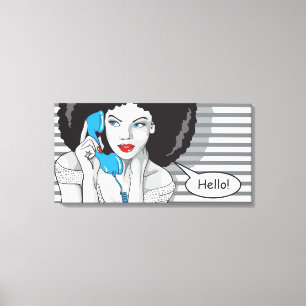 Impressão Em Tela menina bonita que callling, olá!, pop art