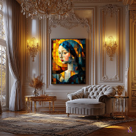 Impressão Em Tela Menina com um Mosaico de Vidro Estreito