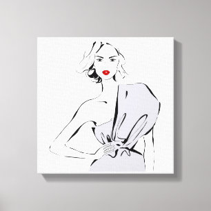 Impressão Em Tela Menina da forma no vestido drapejado