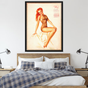 Impressão Em Tela Menina de fevereiro Varga Rapariga 1946 Calendário