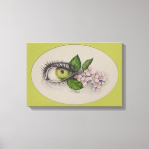 Impressão Em Tela Menina dos meus olhos Arte de desenho surreal Verd