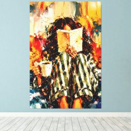 Impressão Em Tela Menina Lendo Livro Pintura Artística Aconchegante