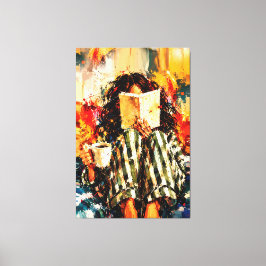 Impressão Em Tela Menina Lendo Livro Pintura Artística Aconchegante