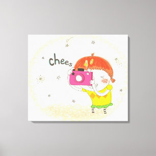 Impressão Em Tela Menina segurando câmera, clicando